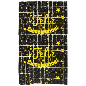CORTINA FELIZ CUMPLEAÑOS Negro