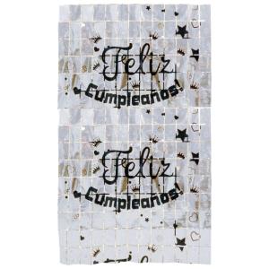 CORTINA FELIZ CUMPLEAÑOS Plata