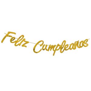 FESTON FELIZ CUMPLEAÑOS CURSIVO (2609-00) Dorado