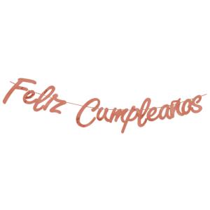 FESTON FELIZ CUMPLEAÑOS CURSIVO (2609-02) Oro Rosa
