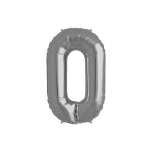 GLOBO NUMERO CERO 30" (P30-0) Plata