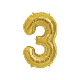 GLOBO NUMERO TRES 16" (D16-3) Dorado