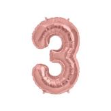 GLOBO NUMERO TRES 30" (R30-3) Oro Rosa