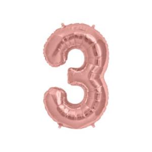 GLOBO NUMERO TRES 30" (R30-3) Oro Rosa