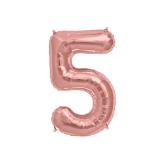 GLOBO NUMERO CINCO 16" (R16-5) Oro Rosa
