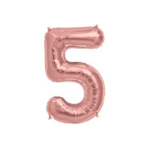 GLOBO NUMERO CINCO 16" (R16-5) Oro Rosa