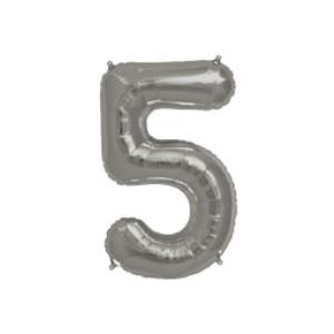 GLOBO NUMERO CINCO 16" (P16-5) Plata
