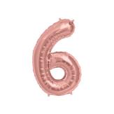 GLOBO NUMERO SEIS 16" (R16-6) Oro Rosa