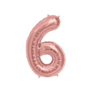 GLOBO NUMERO SEIS 16" (R16-6) Oro Rosa
