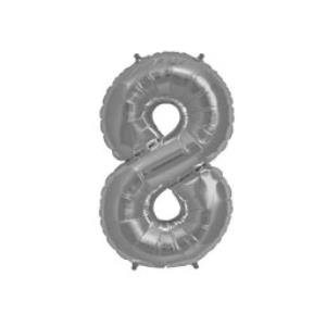 GLOBO NUMERO OCHO 16" (P16-8) Plata