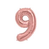 GLOBO NUMERO NUEVE 30" (R30-9) Oro Rosa