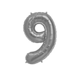 GLOBO NUMERO NUEVE 30" (P30-9) Plata